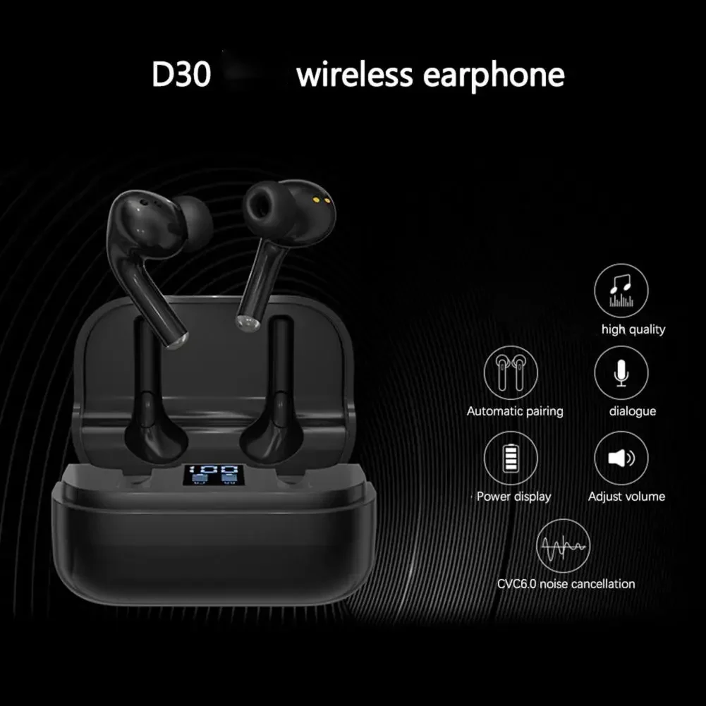 

D30 Bluetooth 5.1 HiFi Sports In-ear Earphone TWS Wireless Earphone Surround Sound Effect Audio Noise Reduction Earbuds