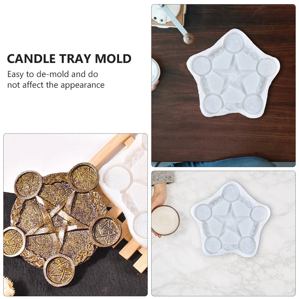 

1pc Pentagram Holder Mold 5- Divination Tray For Diy Resin Craft High Flexibility Easy Demould Silicone Tool