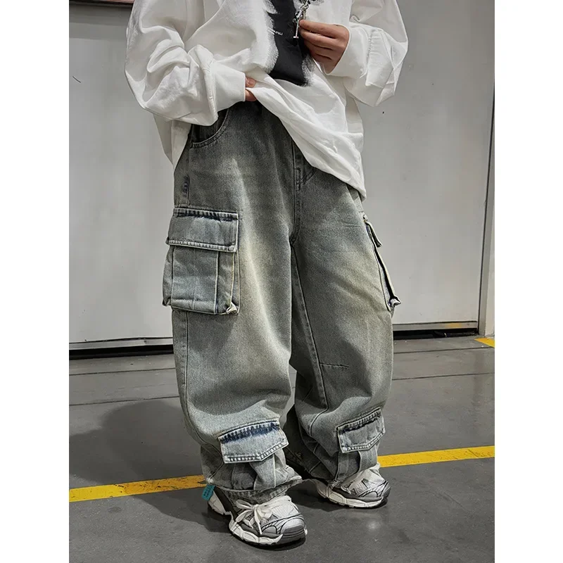 Children's Pants 2024 Spring New Boy Girl Baby Casual Loose Denim Trousers