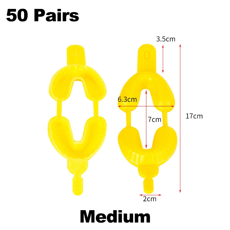 Bandeja descartável do arco duplo do flúor dental de 50 pares para materiais grandes/médianos/pequenos da clínica dental da espuma do gel