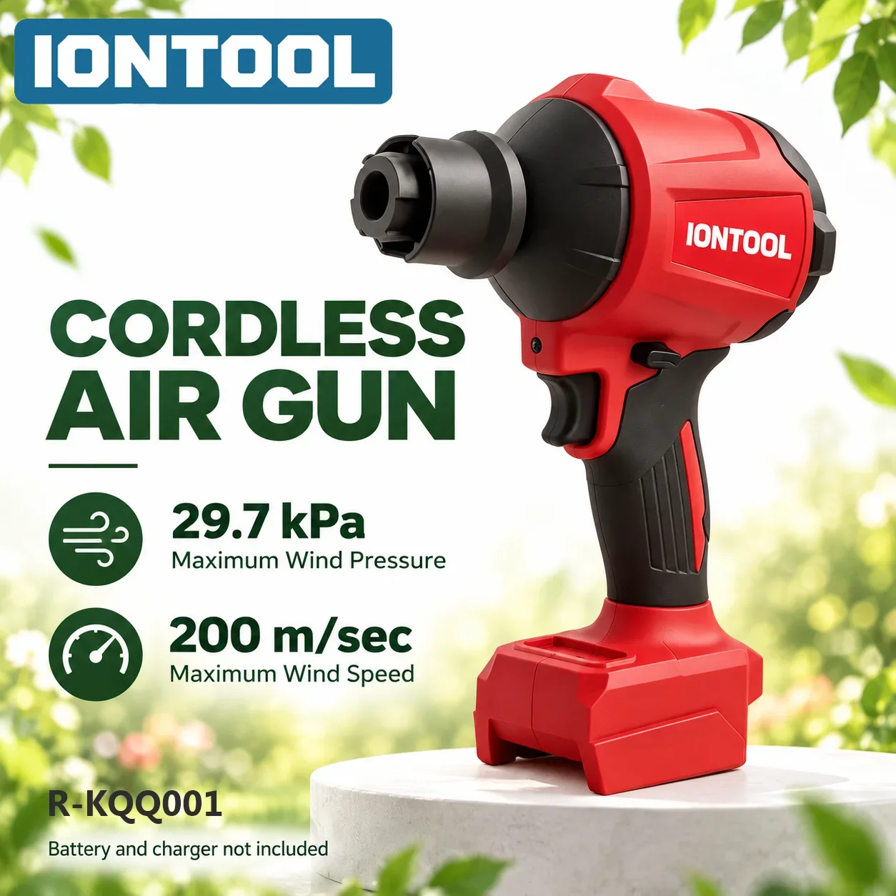 IONTOOL 200m/s 29.7kPa Cordless Air Blower Lightweight Electric Tool for Car Drying and Crevice Water Cleaning Garage Tool