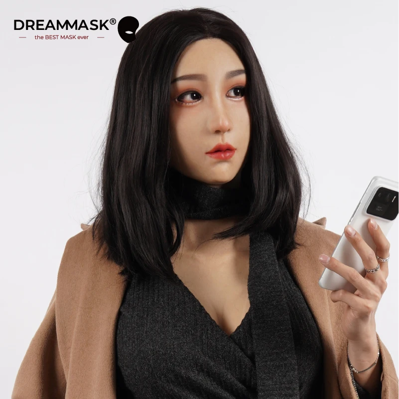 (M22+ NINA PLUS)Dreammask DMS Transgender Full Head With Breast Torso Cosplay Kigurumi Male To Female Silicone Crossdress Mask