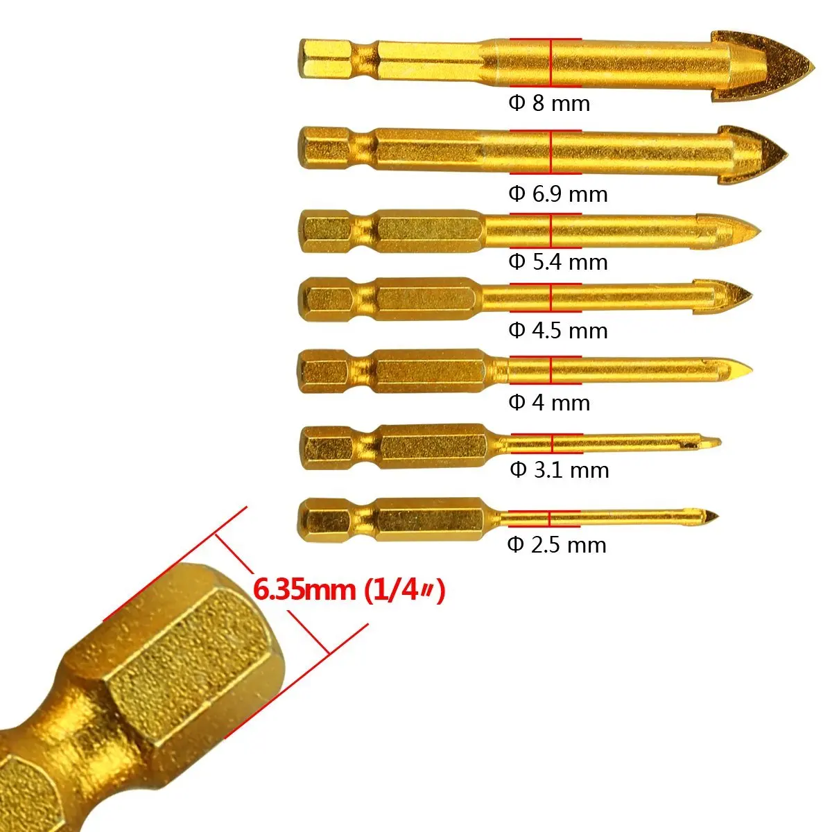 BHBD-9 Pcs. Tile Drill  Drill Set Of Glass Drill Bits Set Hexagon Tile Drill Set Glass Tile Drilling Tool For Mirrors / G