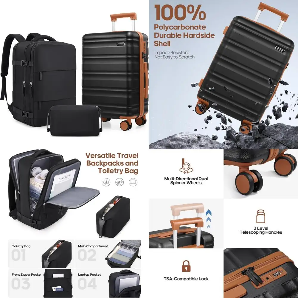 

3 Piece Luggage Set 20 Inch Carry On Suitcase with Spinner Wheels, PC Hard Shell TSA Lock, Expandable & Fully Lined Interior, Ai