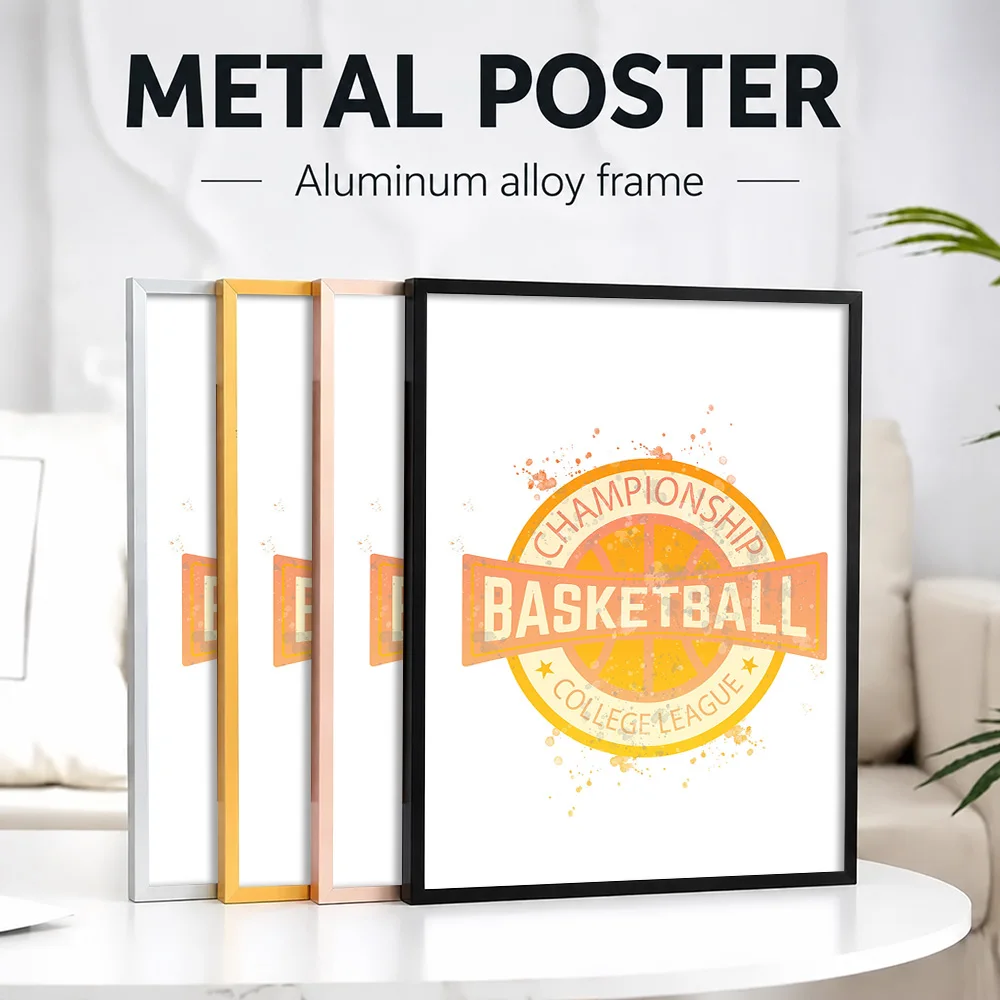 Basketball Sport Framed Metal Print Customized Photo Energetic Match Style Wall Art For Living Room And Bedroom Birthday Gift