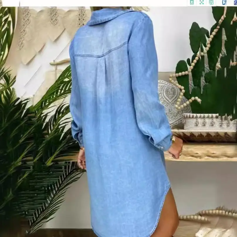 Długa spódnica plus size z dżinsu, zapinana na guziki, mieszanka bawełny i poliestru, średni stan, styl casual, biznesowy.