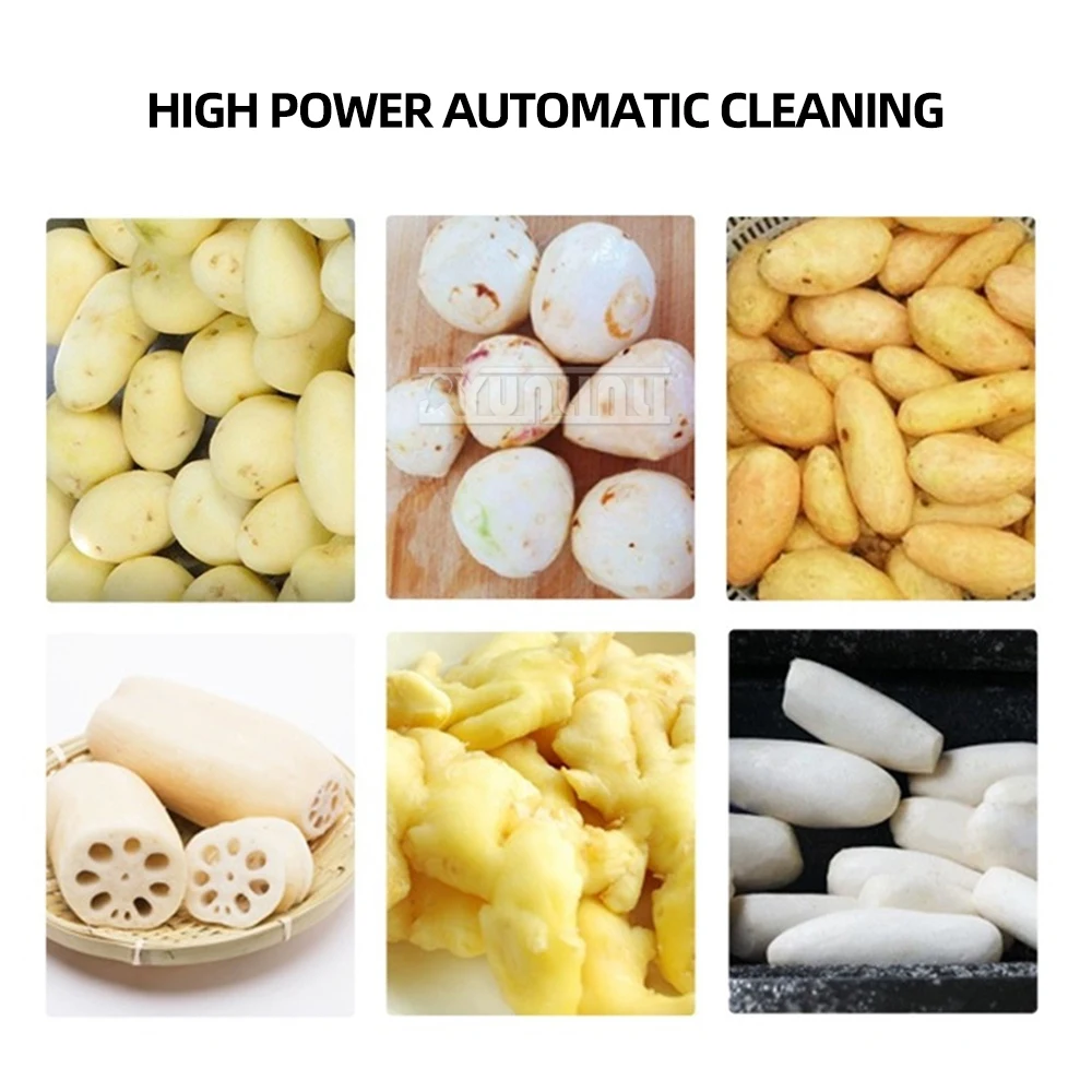 Máquina automática de limpeza e descascamento de batata comercial