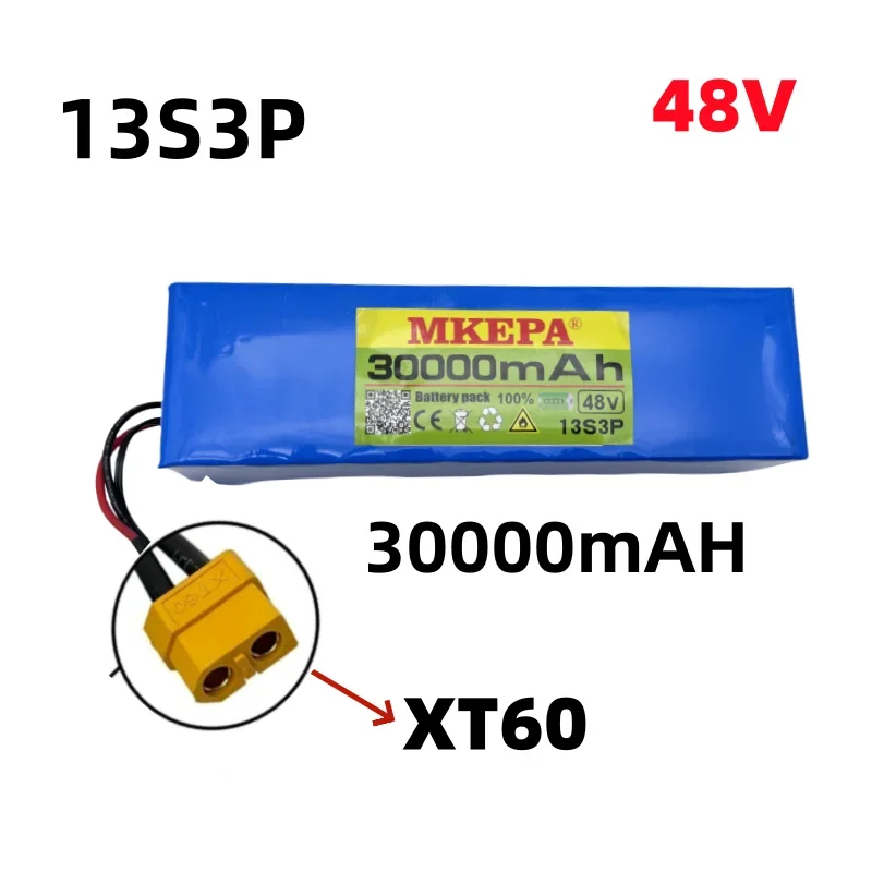 48V Hoge Capaciteit 48V baterai 48V 30000mAh 1000W 13S3P Lithium-Ion Accu Voor 54.6V e-bike elektriste Fiets skuter Met Bms