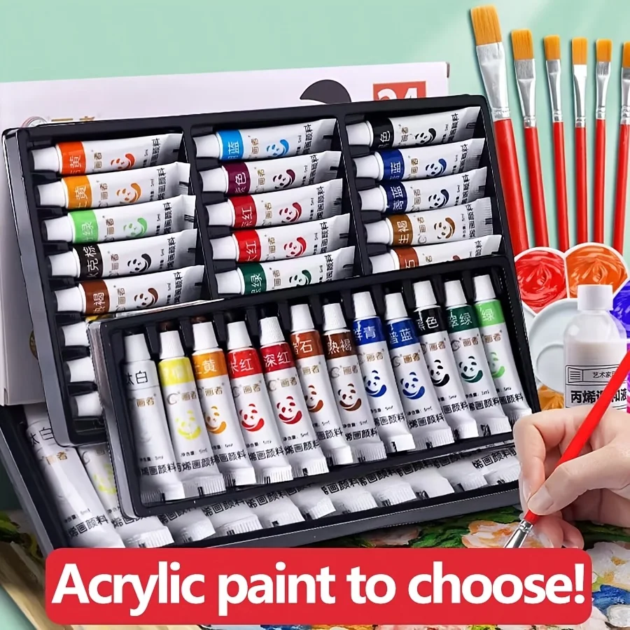Professional Acrylic Paint Set - 12/18/24 Vibrant Colors, 0.18 Ounces Tube Size - Suitable for Artists and Artisans, Applicable