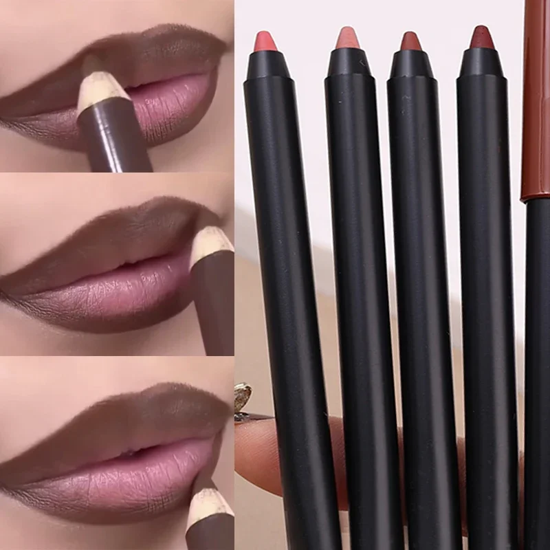 กันน้ํา Matte Lipliner ดินสอสีแดง Outline Contour LIPS Tint ลิปสติก Non-Stick CUP Moisturizing LIPS แต่งหน้าเครื่องสําอาง