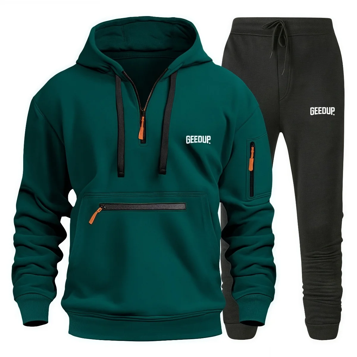 

Men's new style hoodie - trendy zipper hoodie set for autumn and winter, fashionable zipper pockets, classic sports outfit