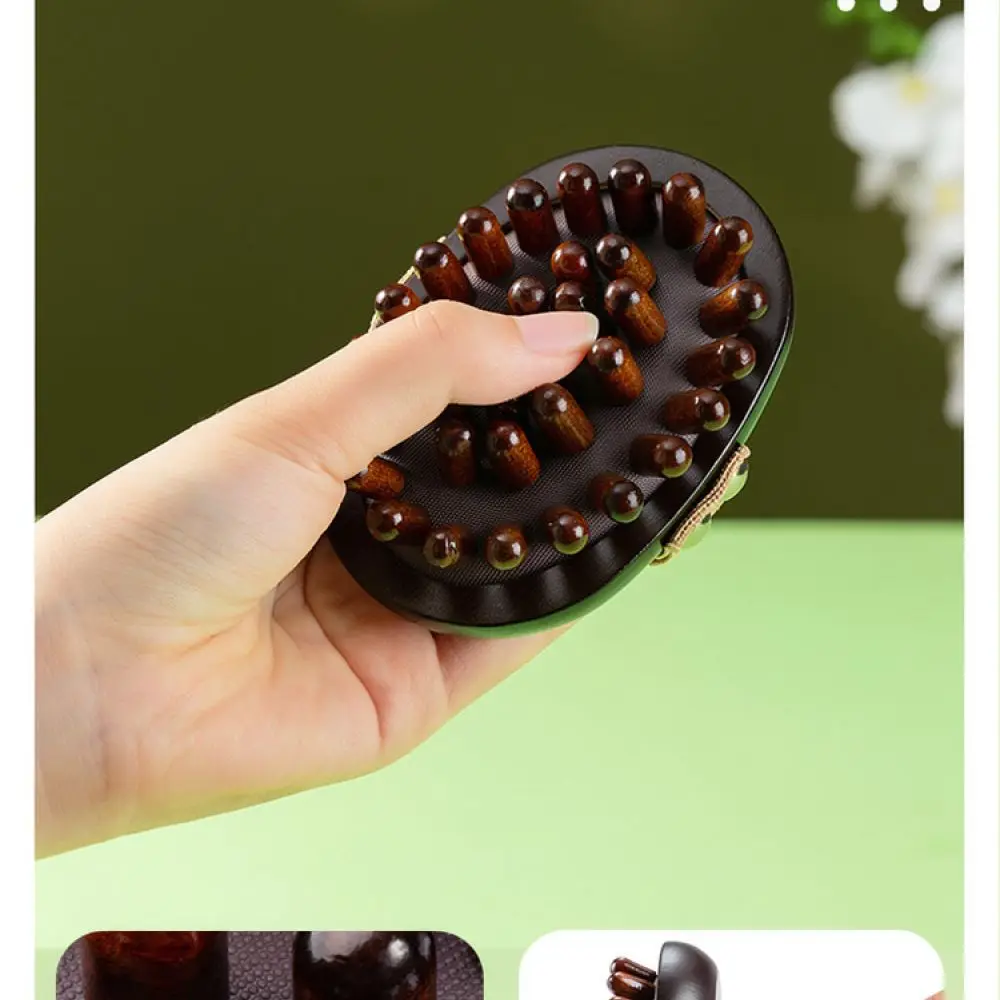 Wooden Meridian Massage Brush Scalp Head Body Relax Tool Abdomen Waist Gua Sha Massager Ergonomic Natural Beech Wood Comb