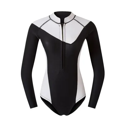 Imagen 2 del producto Traje de neopreno estilo Bikini de 2mm, traje de buceo de manga larga para mujer, surf, snorkel, ropa de playa, traje de baño de una pieza a prueba de sol