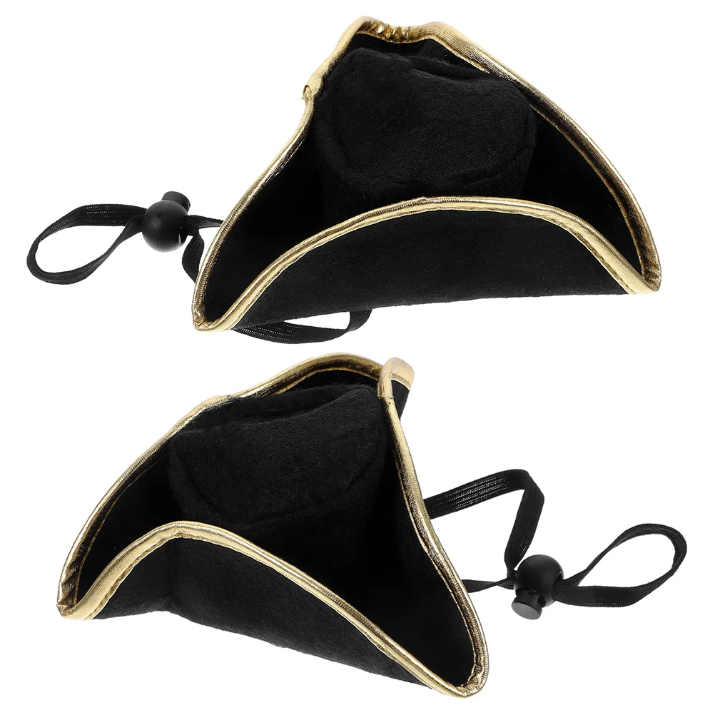 

2 Pcs Halloween Headbands Adult Captain Hook Hat Pirate Bucket Accessories for Cosplay Dancing Costume Three-cornered