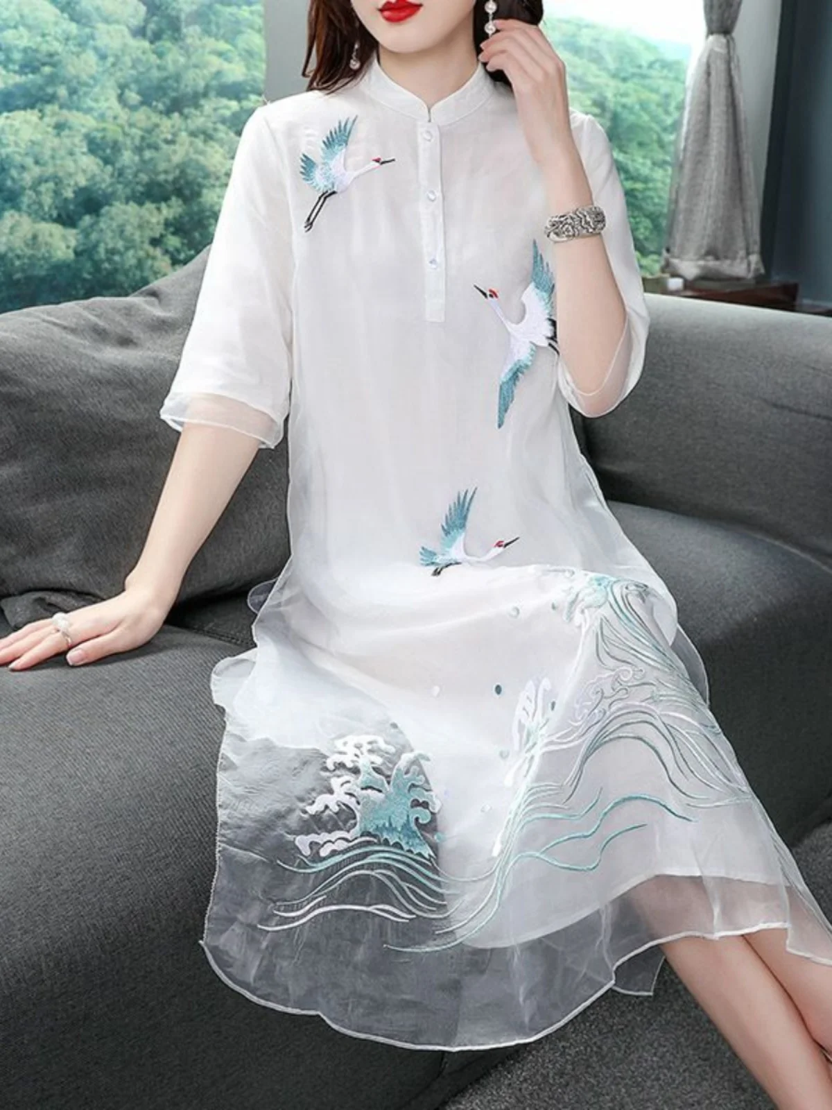 

Spring Summer Cotton Linen Embroidered Zen Suit Women Pure Color Wide Leg Pants Artistic Shirt Vintage Style Female Design