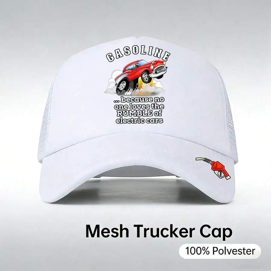 

Gasoline Car Print Mesh Trucker Cap For Adults Casual Outdoor Wear