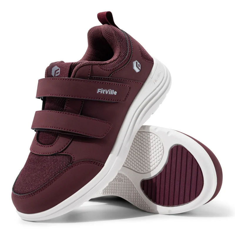 FitVille Diabetic Shoes For Women Wide Design Lightweight Comfortable Walking Shoes With Adjustable Strap For Swollen Feet