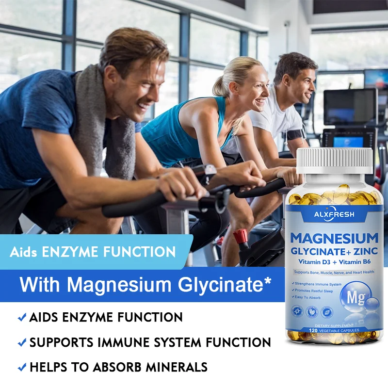 Alxfresh Magnesium Complex Capsules with Zinc Vitamin D3 & B6 Supplement High Absorption Brain Health, Memory, Focus, Sleep,Calm