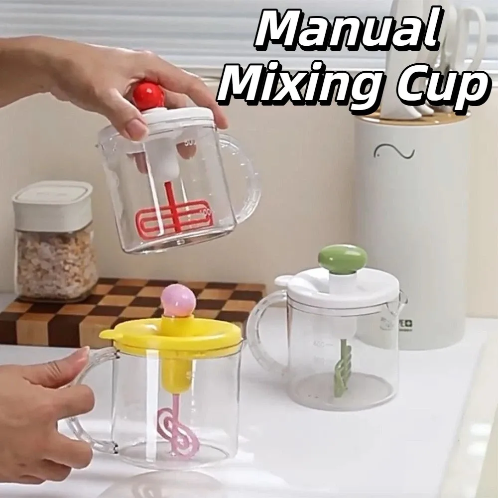 

Press-Type Manual Mixing Cup Large Capacity Clear Egg Mixing Cup with Scale Sturdy Manual Stirring Cup Household