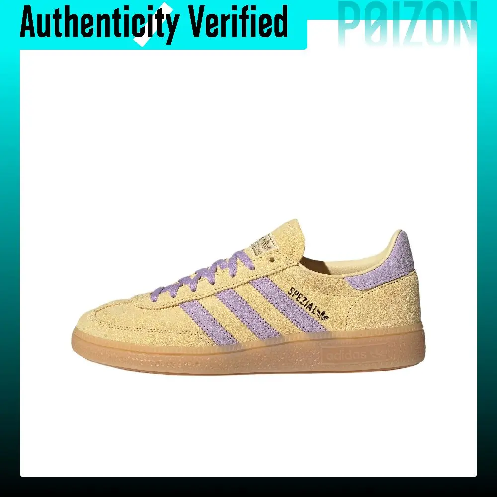 Adidas Originals HANDBALL SPEZIAL Synthetic Leather, Leather Low top Skateboard Shoes Women's Light Orange Yellow JR3617