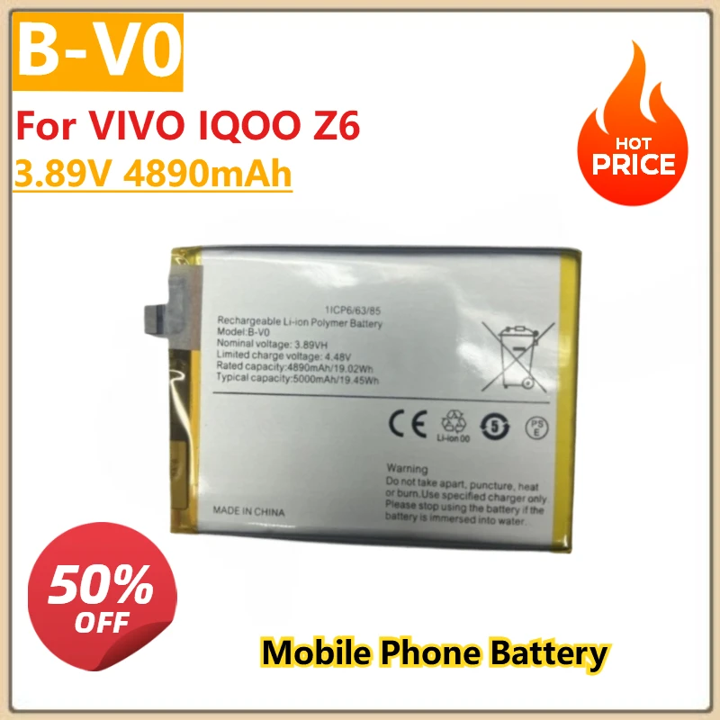 B-V0 3.89V 4890mAh for VIVO IQOO Z6 (44W) High-capacity Built-in Mobile Phone Battery