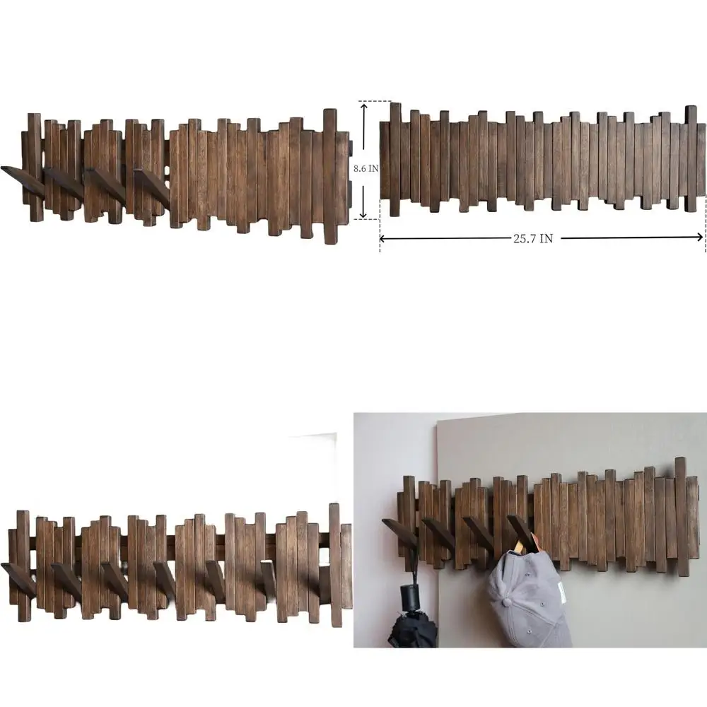 

Настенная вешалка для одежды из акации с 7 крючками, цвет орех, декор для прихожей