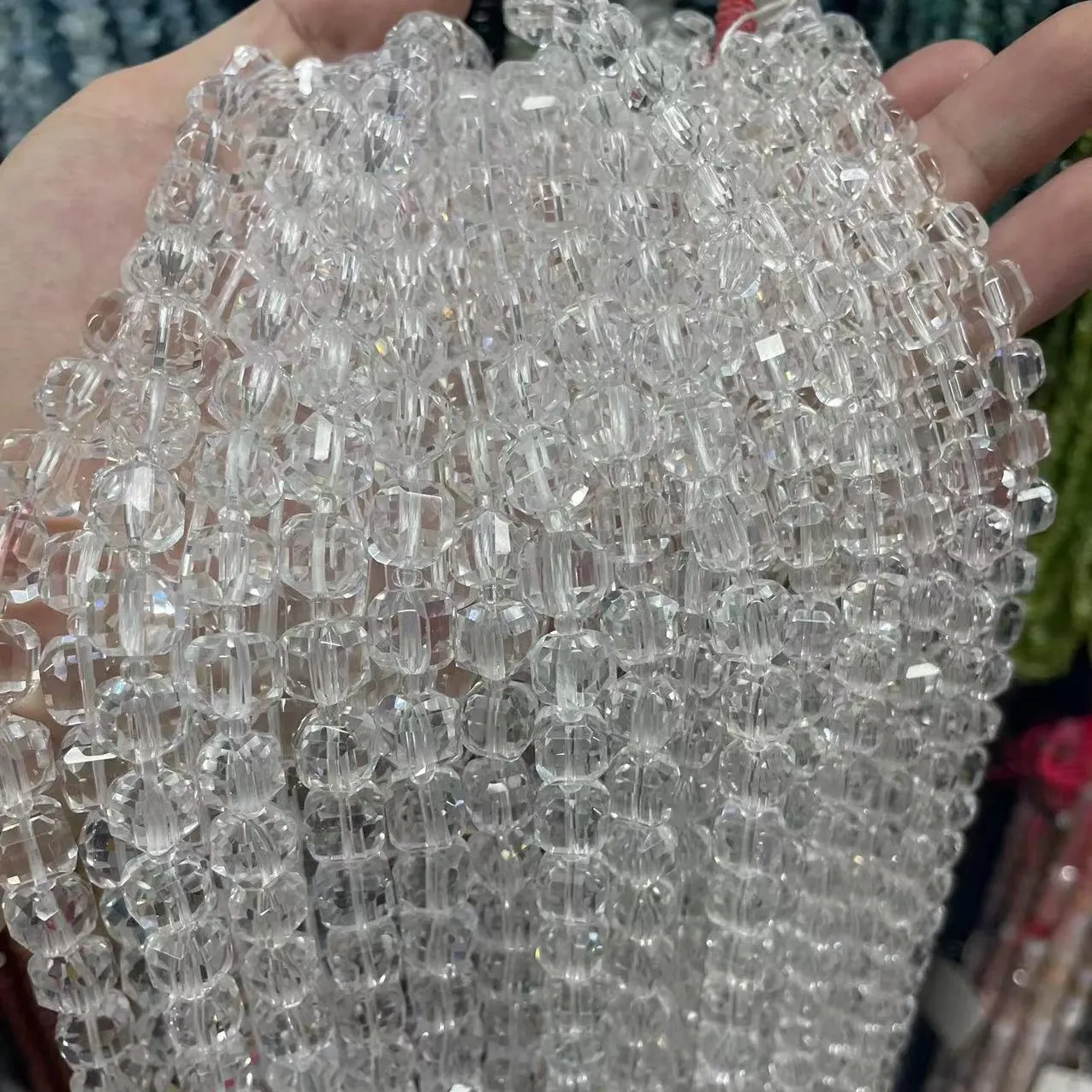 Natural Stone Beads Faceted Clear Quartz Rock Crystal Cube Beads Spacer Beads 8 10mm For Bracelet Necklace Jewelry Making