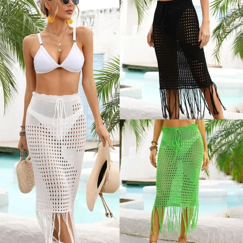 

Womens Crochet Cover-Ups Swimwear Sexy Bikinis Scarf Skirts Swimsuit Cover Wrap H58D