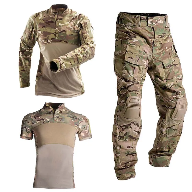 Airsoft Paintball Men Work Pants Military Clothing Combat Uniform Camping Tactical Pants +Pad Army Combat Shirts Camo Suits