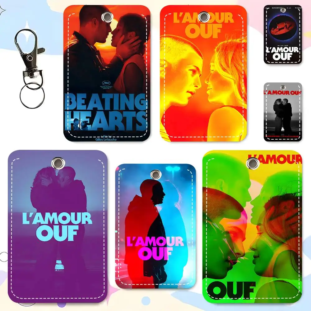 1pc Beating Hearts Movie Card Case Keychain Access Card Bag Key Tag Ring Leather Card Holder Key Ring Access