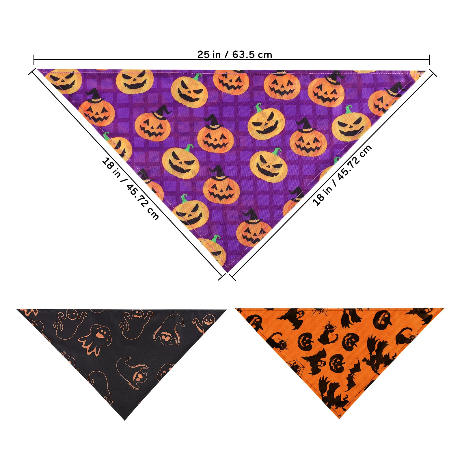 

POPETPOP Dog Bib Cool and Comfortable Dog Triangular Scarf Pet Dog Collar Halloween Printed Saliva Towel (Purple, Black, Orange)