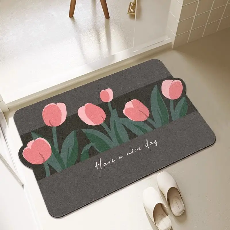 Bathroom Floor Mat, Diatomaceous Earth Toilet Absorbent Carpet, Non Slip Foot Mat at the Bathroom Entrance, Irregular Shaped Sma