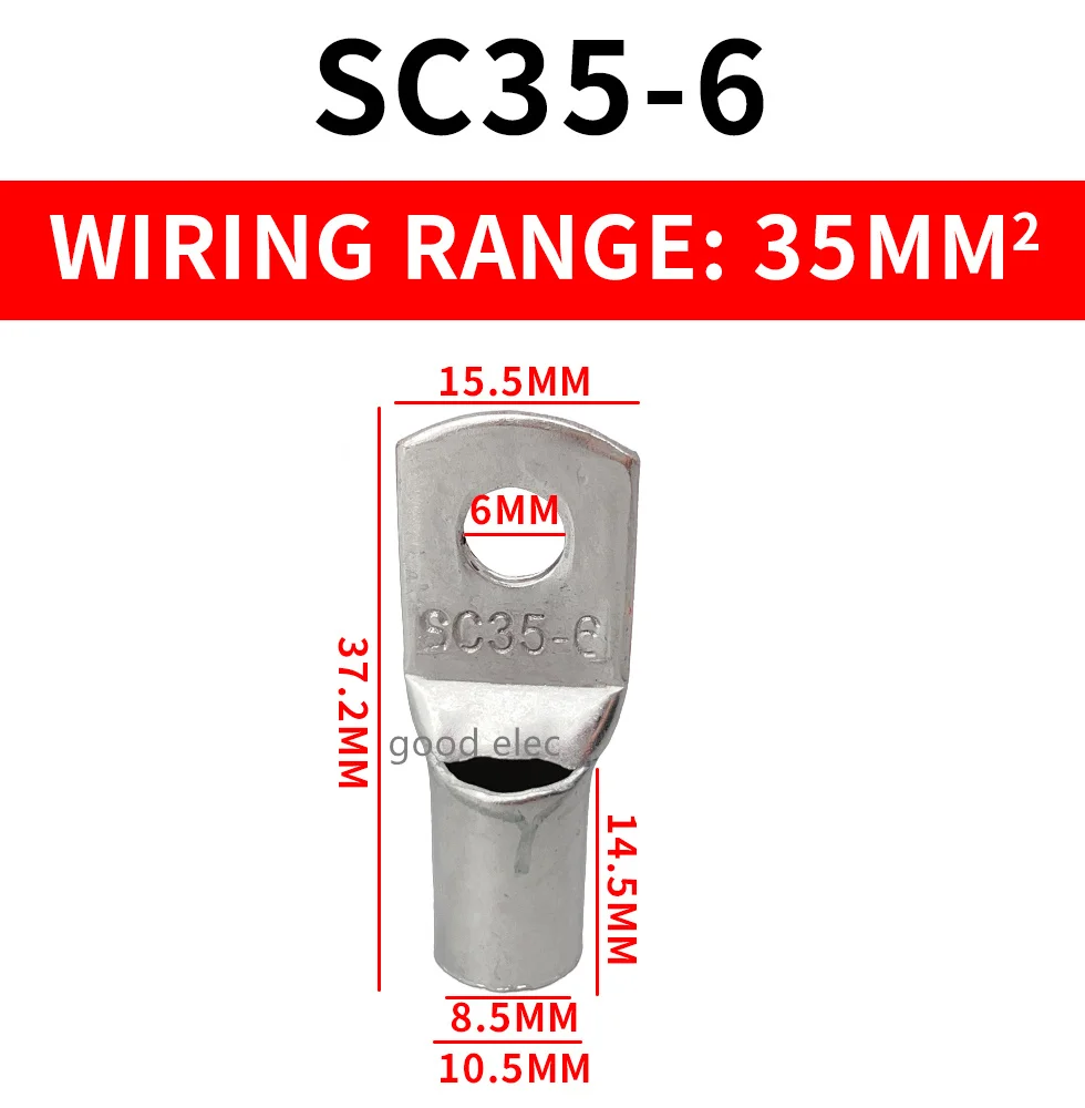 SC35-8 Cable lugs Battery Terminals 35mm wire Bolt Hole Tinned Copper