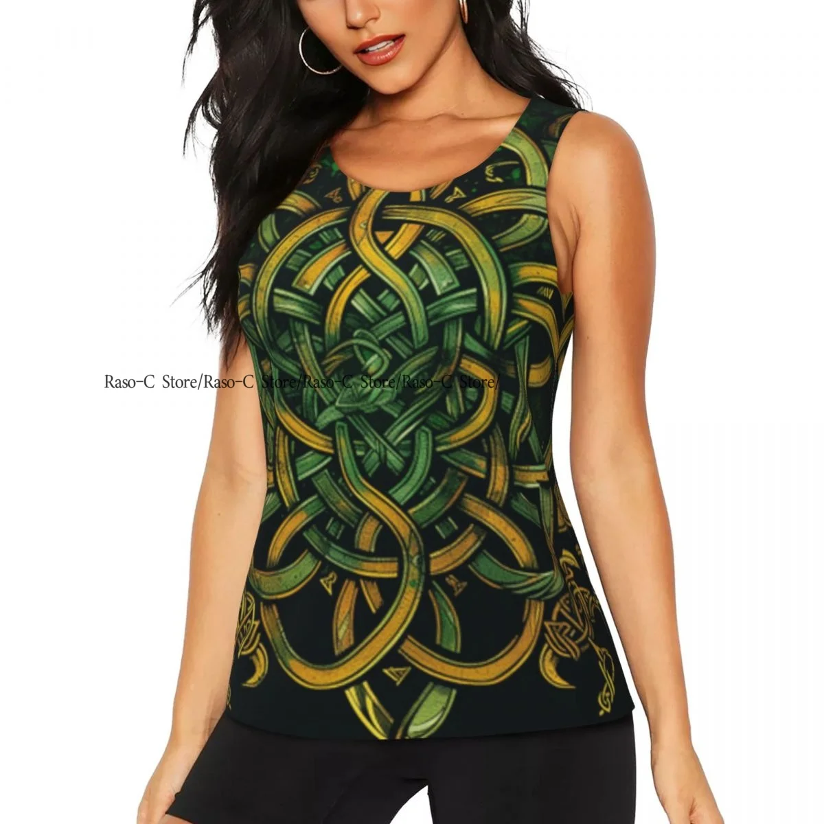 Women's Sleeveless Yoga Tank Top Knot Grunge Background Quick Dry Running Training Sports Vest Yoga Shirts