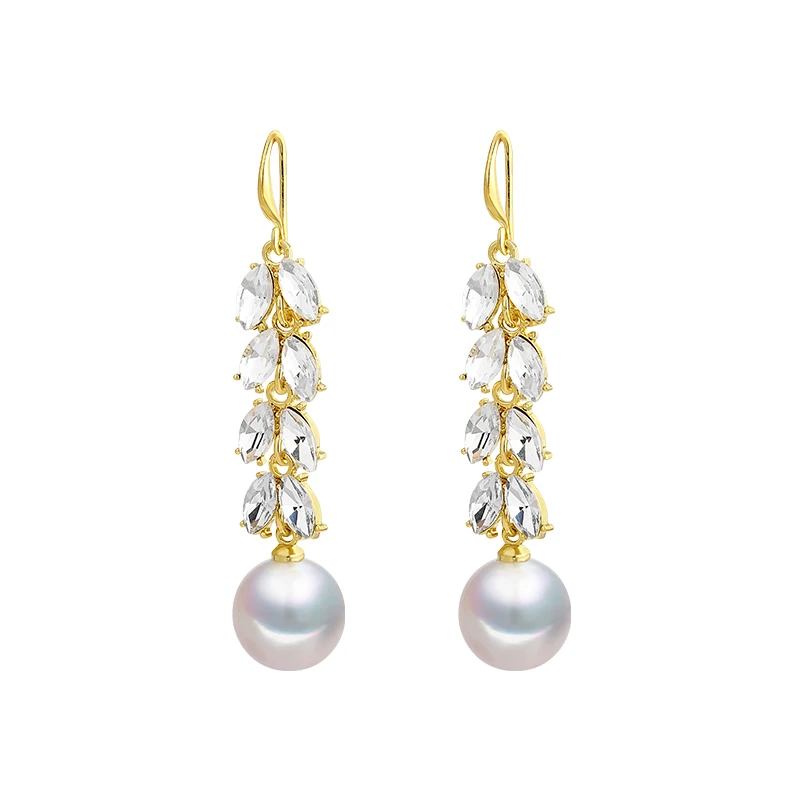 

Crystal Pearl Wheat Ear Long Fringed Earrings Premium Earrings Women