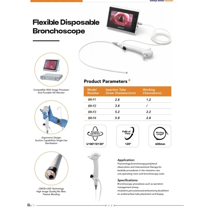 BESDATA Bronchoscope  medical Surgical Disposable portable Flexible digital with USB adapter