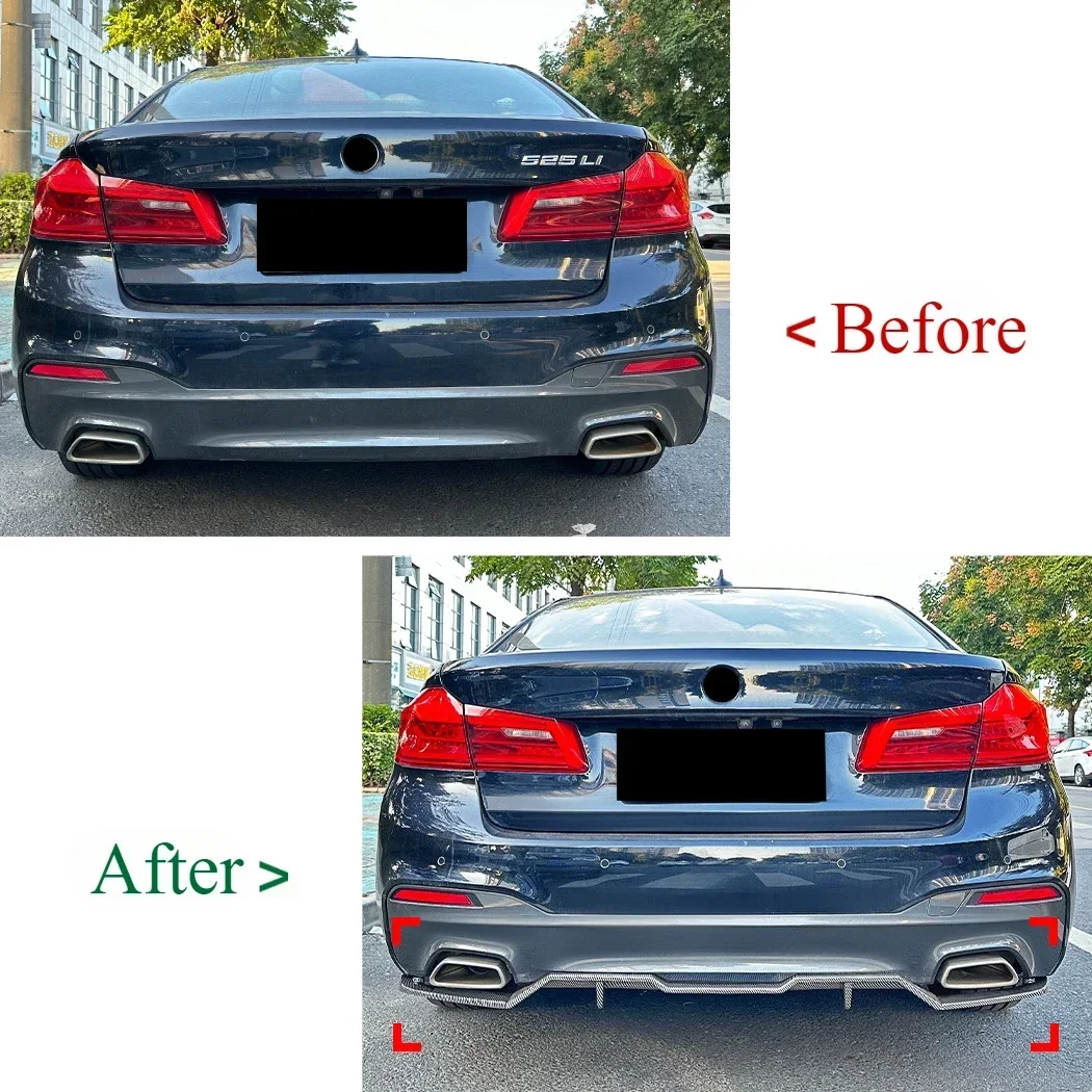 Rear Bumper Lip Splitter For BMW 5 Series G30 M Sport LCI 520i 530i 540i 2018 2019 2020 Diffuser Side Corner Protector Spoiler