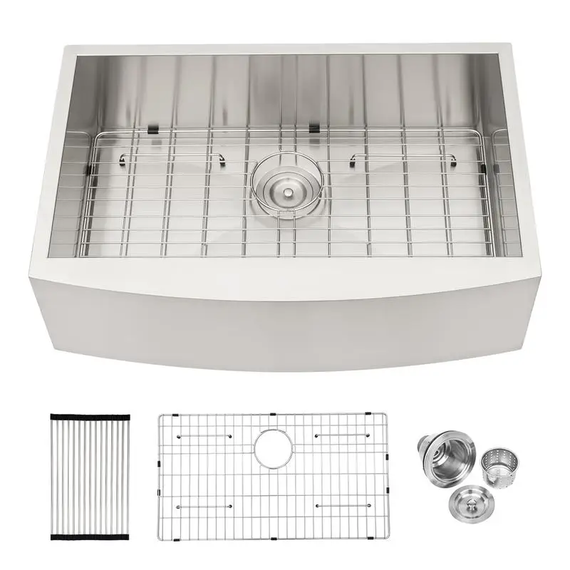 

33" Apron Front Stainless Steel Kitchen Sink - 16 Gauge, Durable and Stylish Design for Modern Kitchens