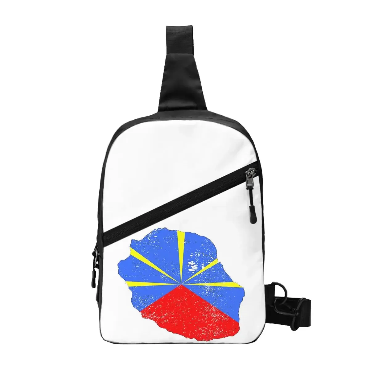 

974 Reunion Island Flag Chest Bag Men Sling Crossbody Backpack Chest Bag Traveling Hiking Daypack Shoulder Bag