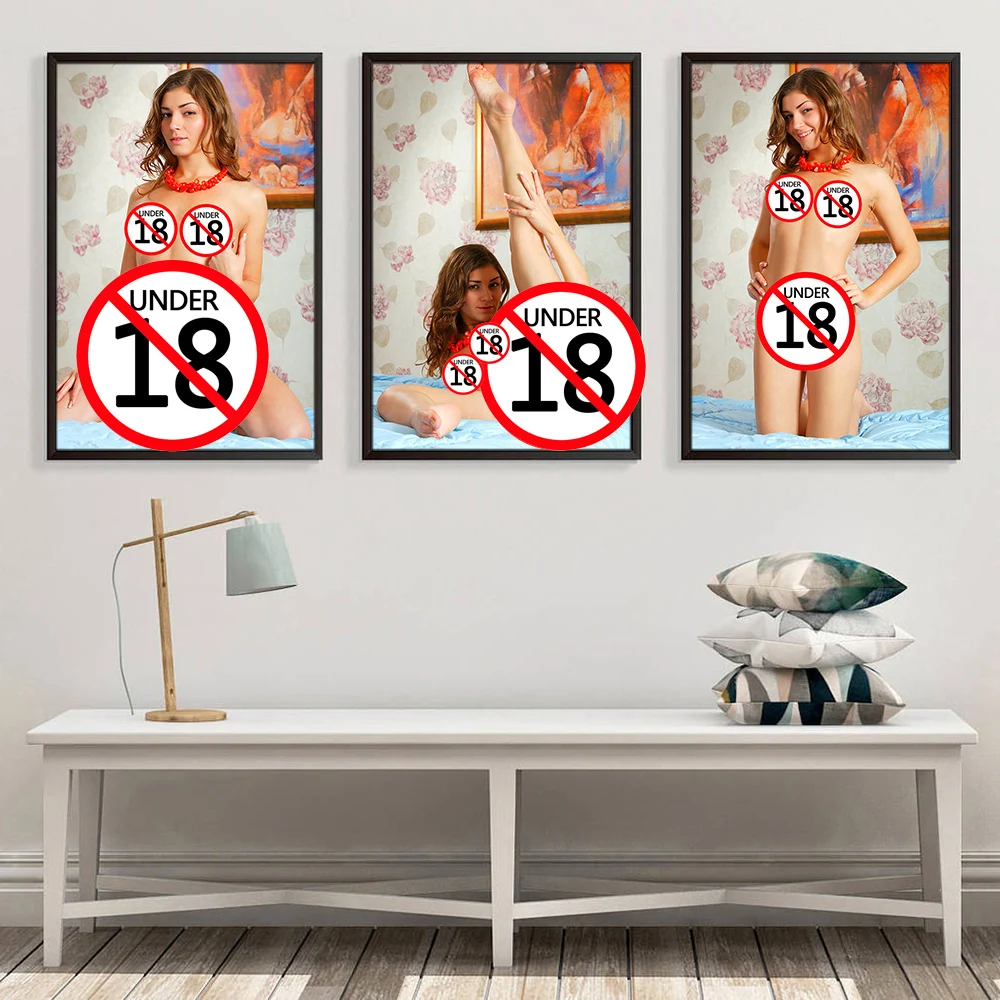 Nude Sexy Girl Beautiful Woman Uncensored Shaved Pussy Home Decor Wall Art Posters Canvas Print Living Room Bedroom Painting