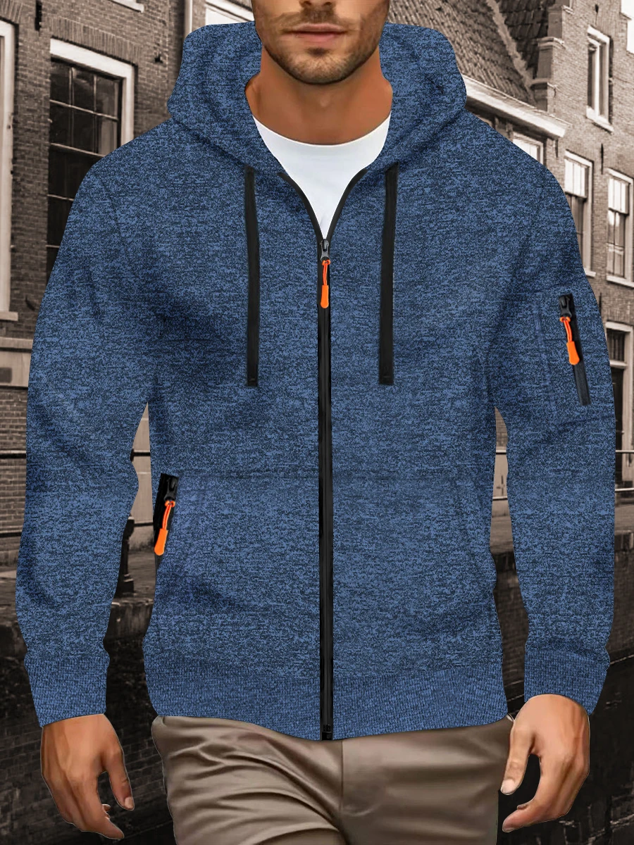 

Men's autumn and winter hoodies, zippered knitwear sleeves, trendy tops, sweaters, jackets