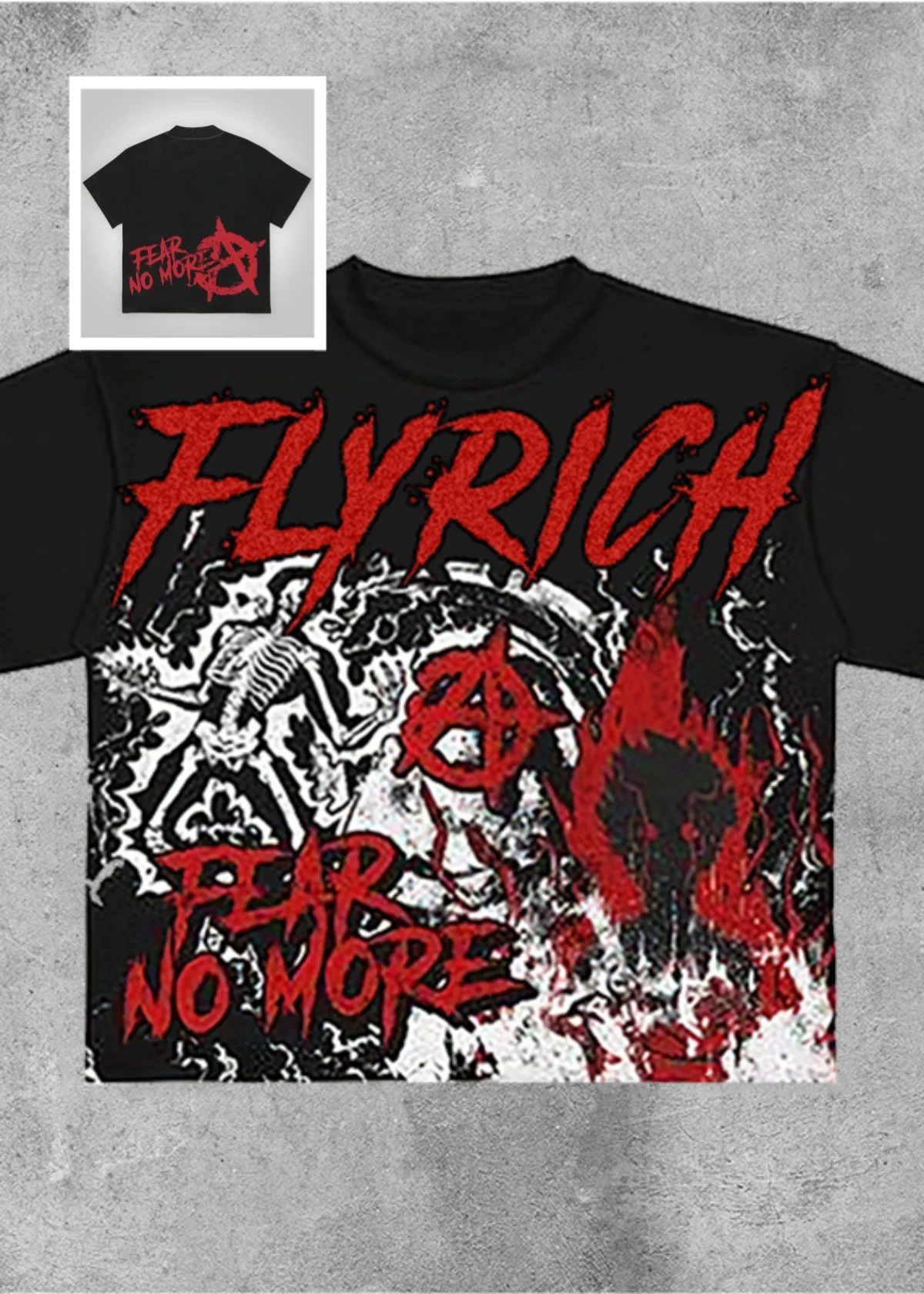 American New Neutral Fly Rich Graphic T-shirt Printed Men's and Women's Y2K Summer Short-sleeved Oversized T-shirt Street Top image 3