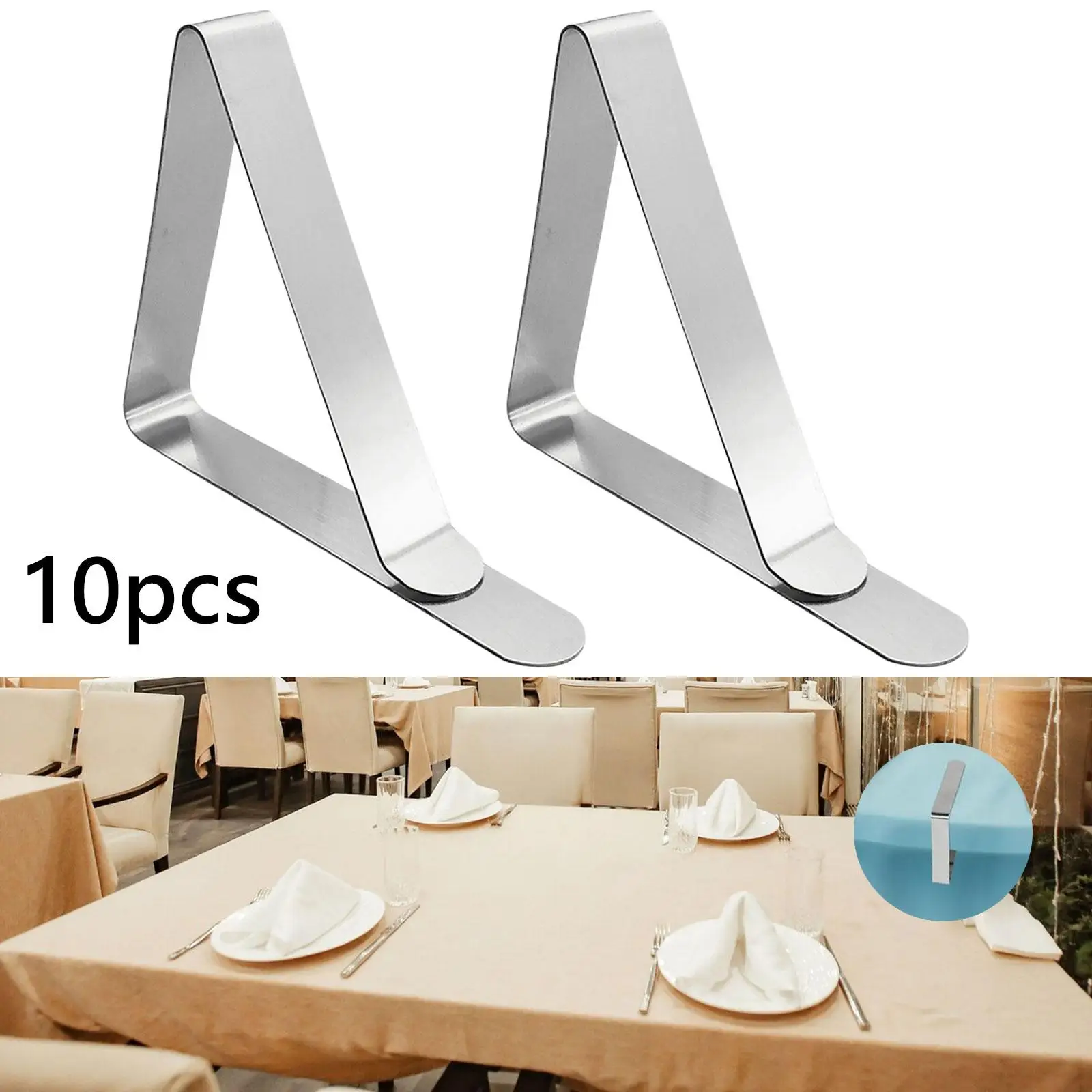 10 Pieces Tablecloth Clips Stainless Steel Picnic Table Cloth Cover Clamps Holder for Camping Outdoor Wedding Restaurant Patios