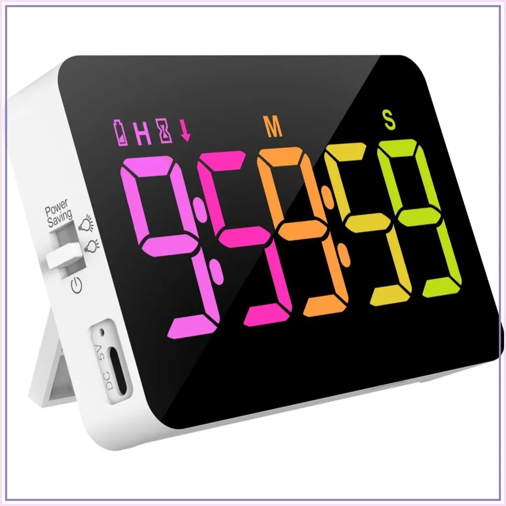 RGB Digital Timer, 10H Countdown/Up, Rechargeable, Vibration