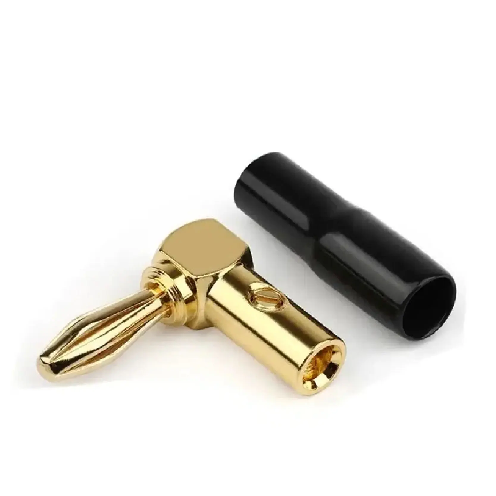 L-شكل 90 درجة 4 مللي متر الزاوية اليمنى قابس الموز مع غلاف بلاستيكي ناعم موصلات مطلية بالذهب لمكبر الصوت الصوت #3