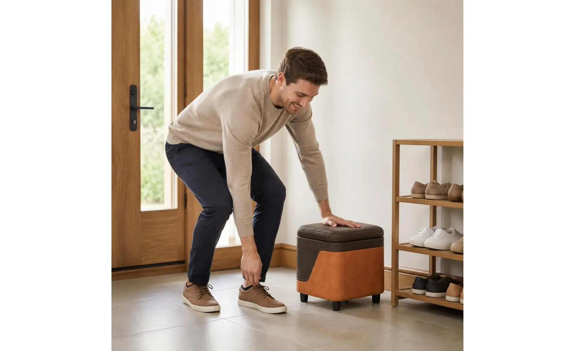 Storage Ottoman Space Saving Small Storage Ottoman Foot Rest Bench Sturdy Home Furniture Easy to Clean for Entryway, Living Room