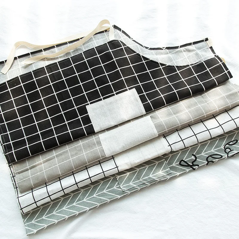 مريلة مقاومة للماء للزيت بدون أكمام مربعات للمطبخ والطبخ، مريلة خصر للبالغين، تصميم كوري بسيط #2