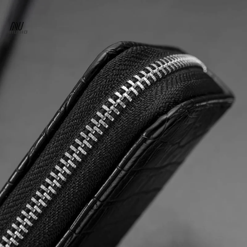 Car Keychain Cover Crocodile Pattern Men's Keychain Leather Car Key Wallet Butler Key Storage Bag Zipper Key Bag Unisex Pouch