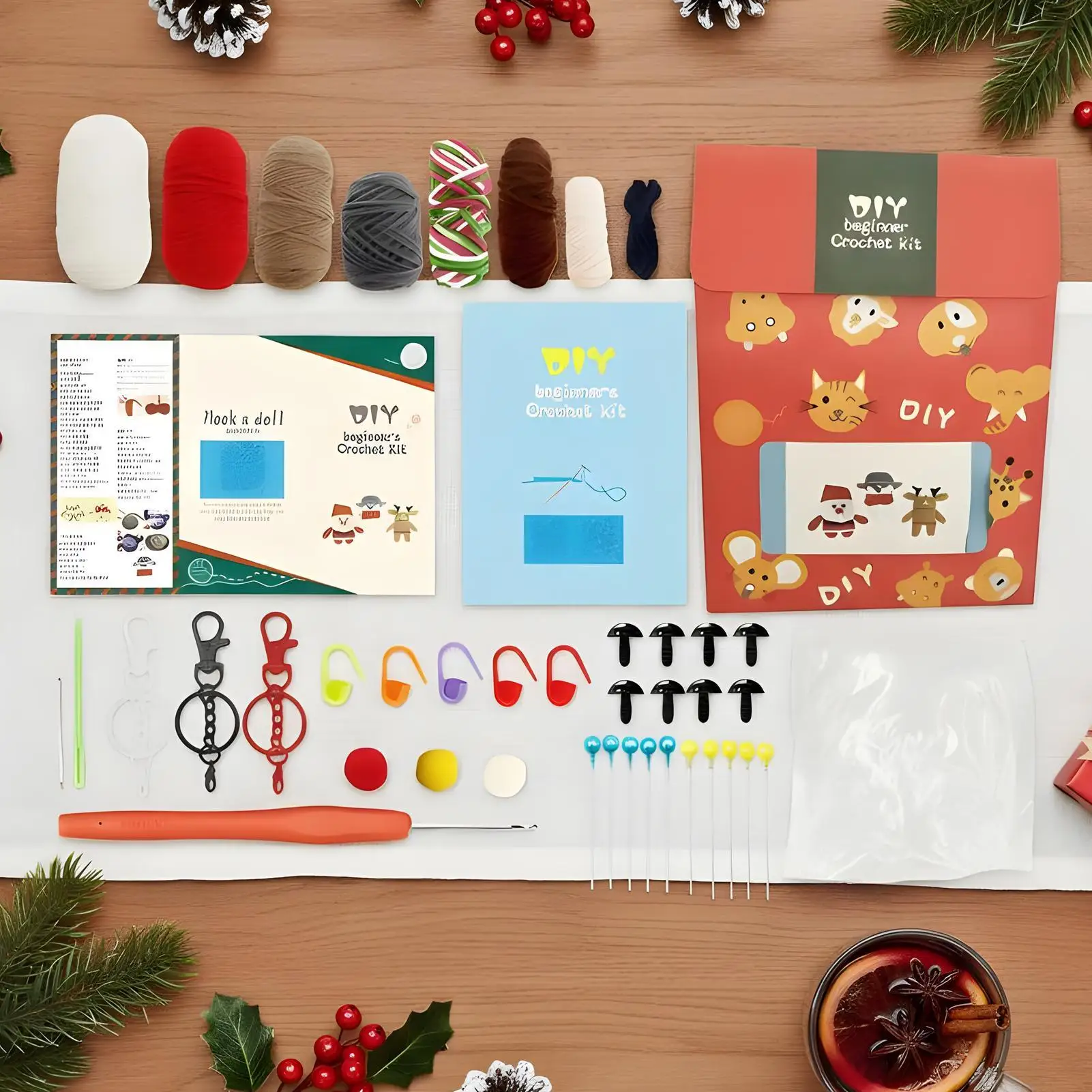 عيد الميلاد مجموعات الكروشيه للبالغين اليدوية صنع مجموعة عطلة ديكور دمية الحياكة عدة للبالغين المراهقين DIY المتحمسين المبتدئين #2