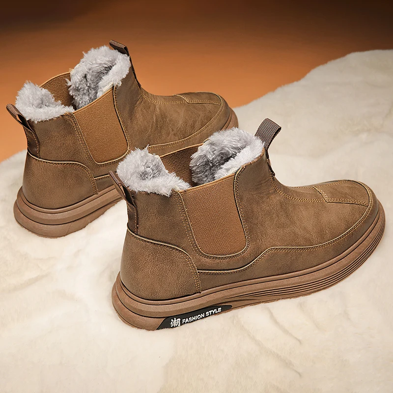 

Men's Fashionable Short Boots with Winter Cotton Snow Boots Warm and Fluffy Cotton Shoes Elegant Men's Shoes Platform Boots 2025